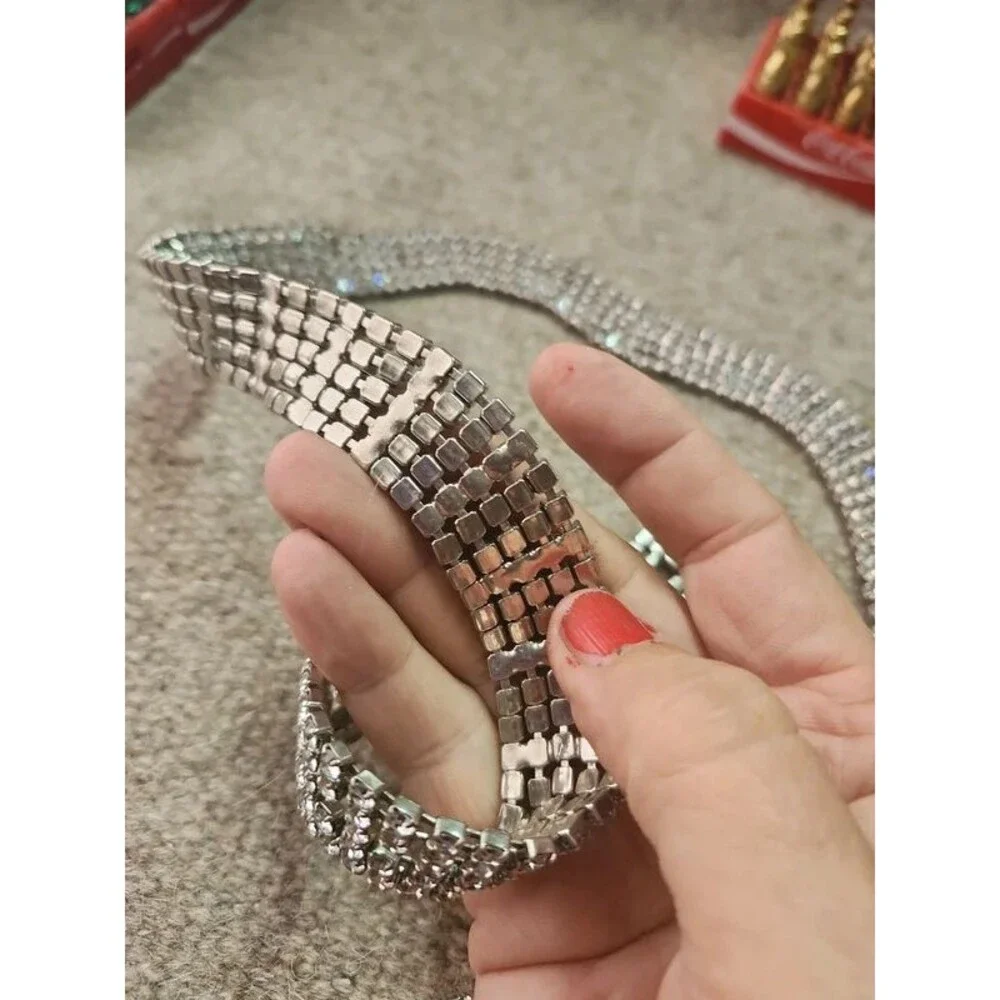 Genuine  rhinestone  crystal  belt not plastic 27-31 long